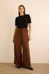 Kahverengi Beli Lastikli Bol Pantolon - 2