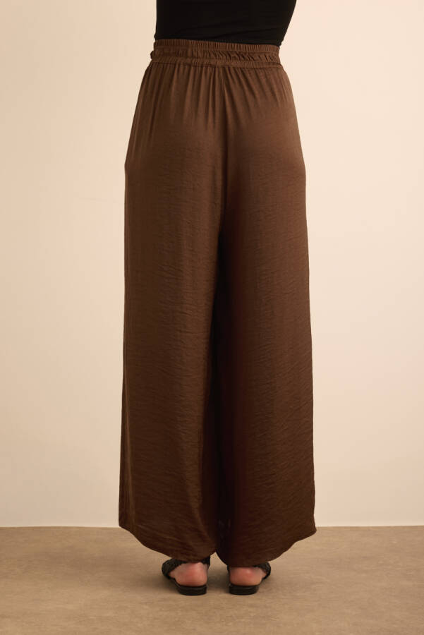Kahverengi Beli Lastikli Bol Pantolon - 6