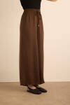 Kahverengi Beli Lastikli Bol Pantolon - 4