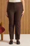 Kahverengi Beli Lastikli Dokuma Pantolon - 3