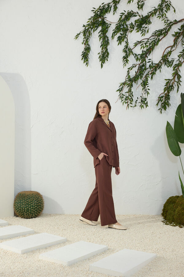 Kahverengi Beli Lastikli Pijama Altı - Aker