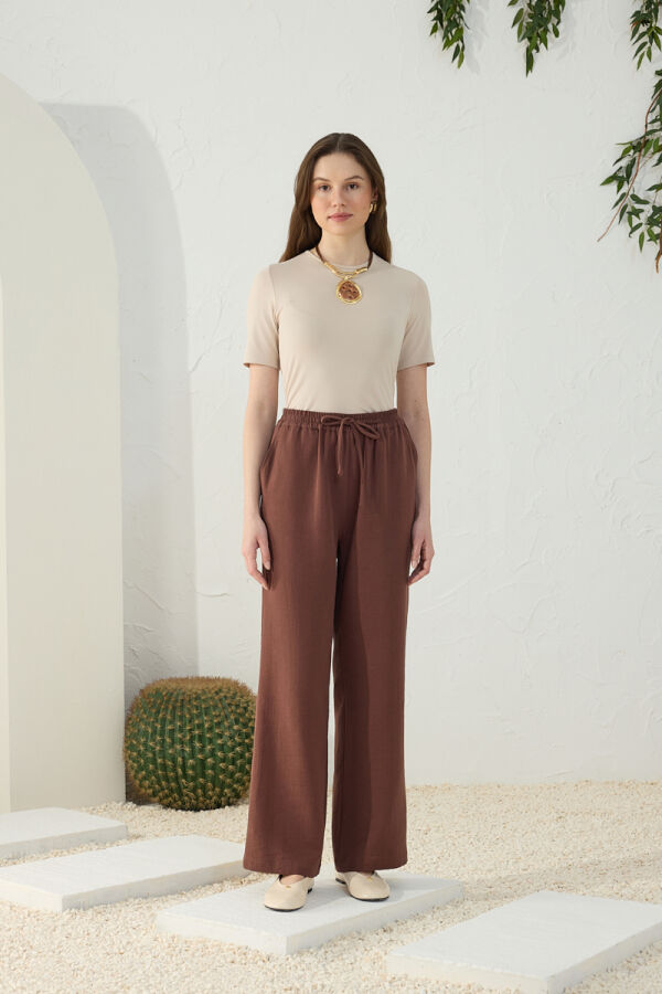 Kahverengi Beli Lastikli Pijama Altı - Aker (1)