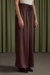 Kahverengi Beli Lastikli Saten Pantolon - 4