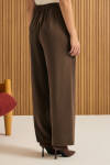 Kahverengi Beli Lastikli Tencel Pantolon - 6