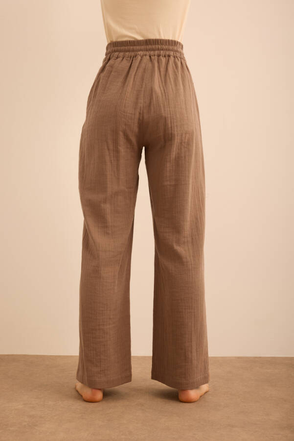 Kahverengi Beli Lastikli Viscon Cotton Pijama Altı - 6