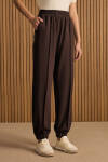 Kahverengi Beli ve Paçası Lastikli Viscon Örme Pantolon - 3