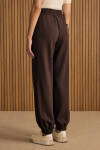Kahverengi Beli ve Paçası Lastikli Viscon Örme Pantolon - 5