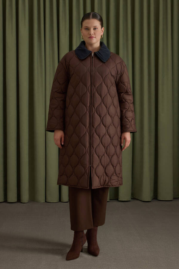 Kahverengi Çift Taraflı Kullanım Özellikli Kapitone Mont - Aker (1)