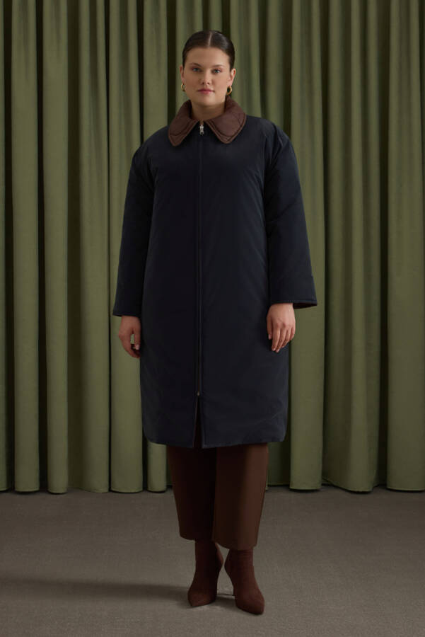 Kahverengi Çift Taraflı Kullanım Özellikli Kapitone Mont - 7