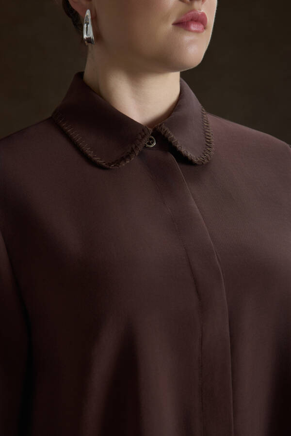 Kahverengi Çoban Dikişli Modal Tunik - 4