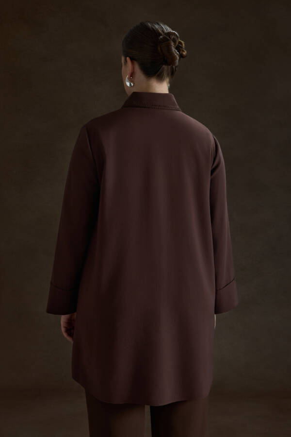 Kahverengi Çoban Dikişli Modal Tunik - 5
