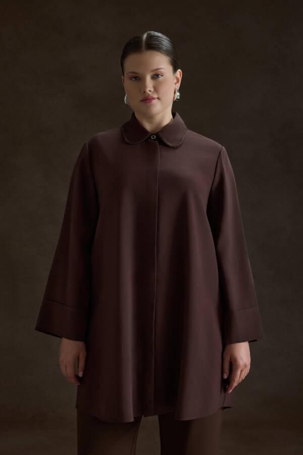 Kahverengi Çoban Dikişli Modal Tunik - Aker (1)