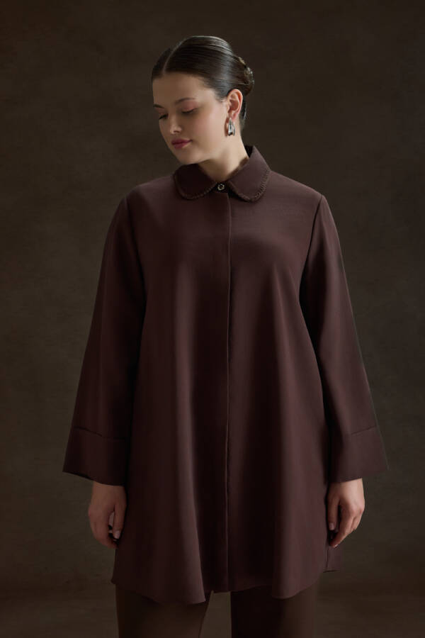 Kahverengi Çoban Dikişli Modal Tunik - 3