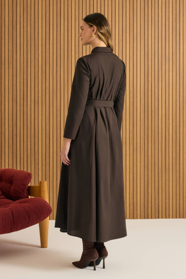 Kahverengi Cotton Elbise - 6