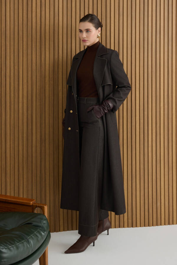 Kahverengi Denim Görünümlü Pantolon - Aker