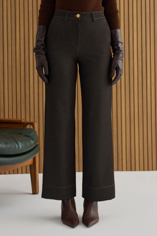 Kahverengi Denim Görünümlü Pantolon - Aker (1)