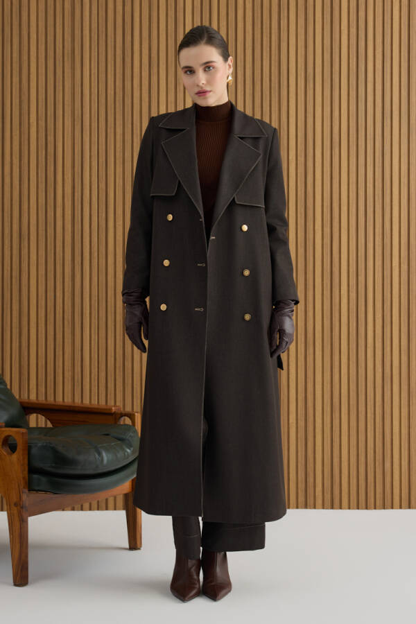 Kahverengi Denim Görünümlü Trençkot - 6
