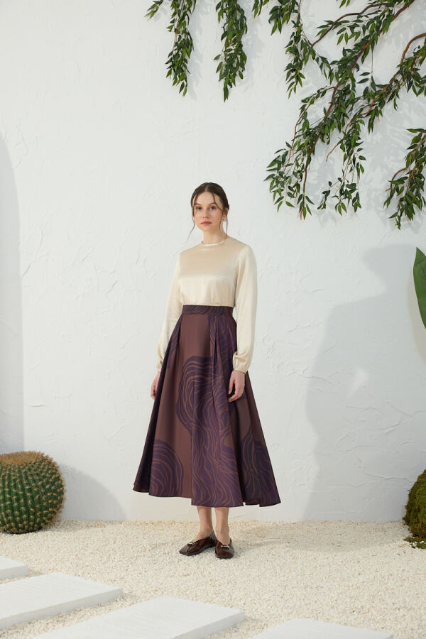 Kahverengi Desenli Etek - 1