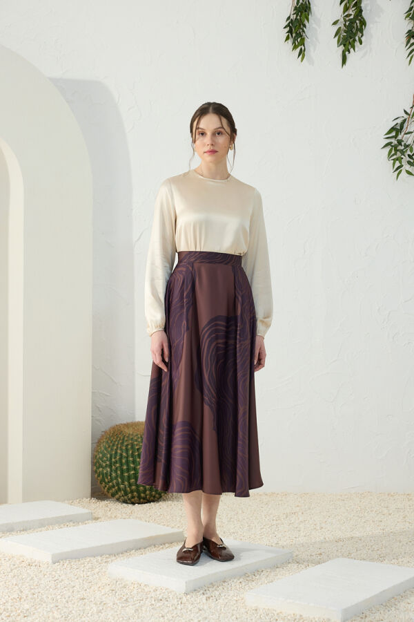 Kahverengi Desenli Etek - 3