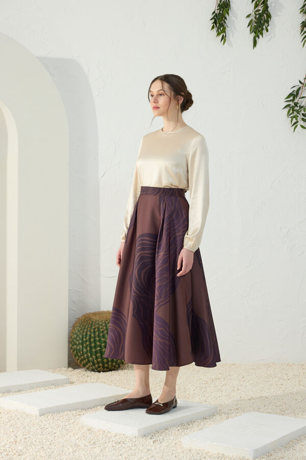 Kahverengi Desenli Etek - 5