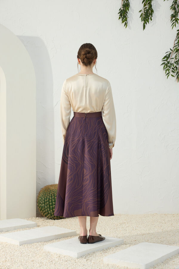 Kahverengi Desenli Etek - 7