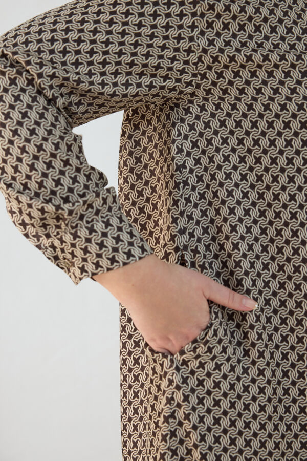 Kahverengi Desenli Klasik Tunik - 6