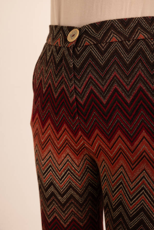 Kahverengi Desenli Örme Pantolon - 4