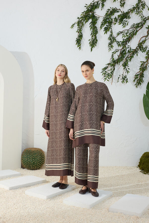 Kahverengi Desenli Pantolon - 1