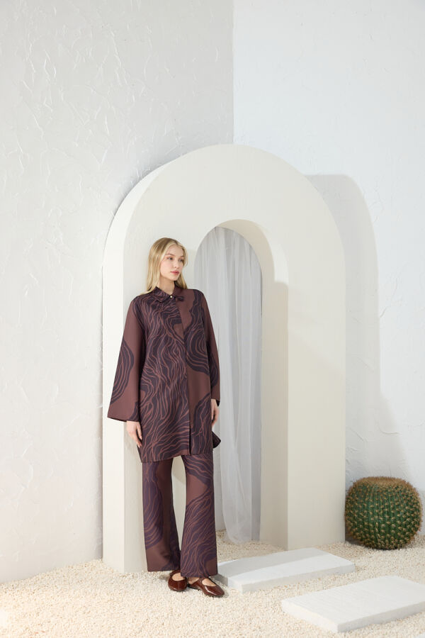 Kahverengi Desenli Tunik - 1