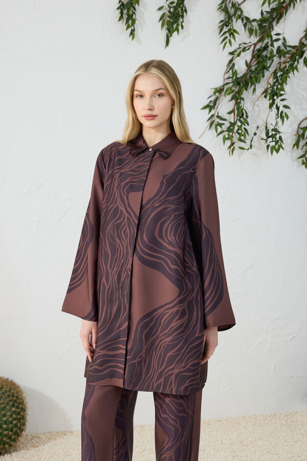 Kahverengi Desenli Tunik - 3