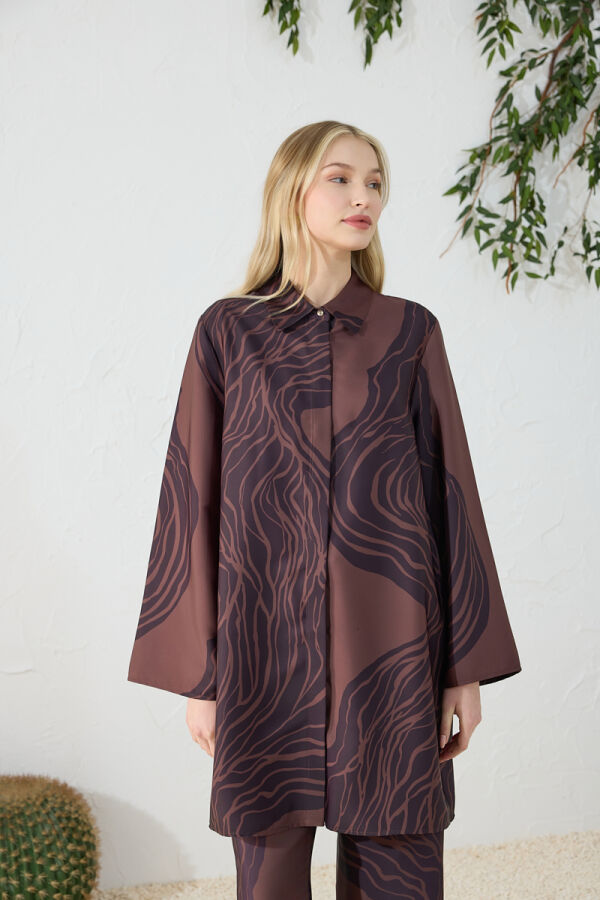 Kahverengi Desenli Tunik - 4