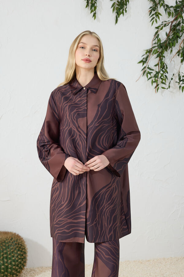 Kahverengi Desenli Tunik - 5
