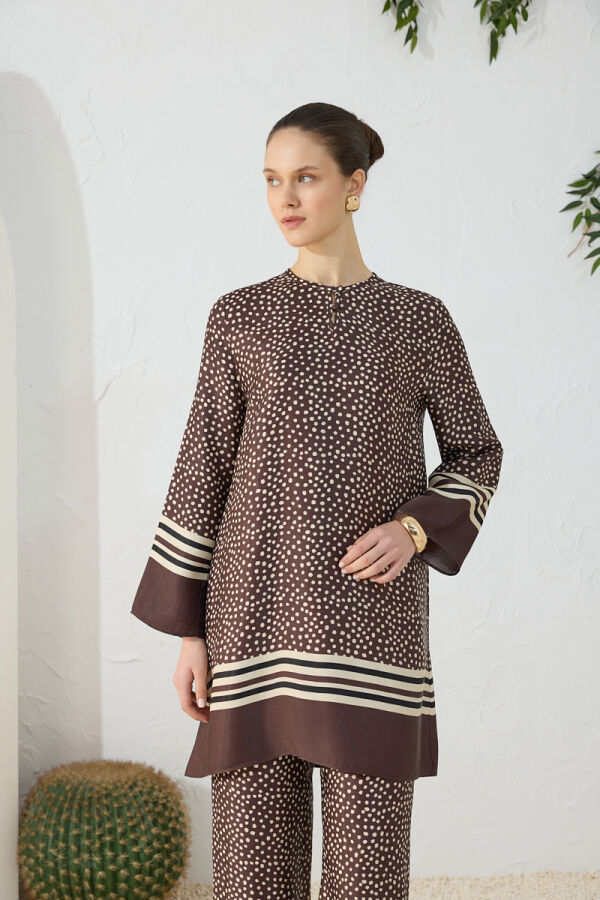 Kahverengi Desenli Tunik - 5