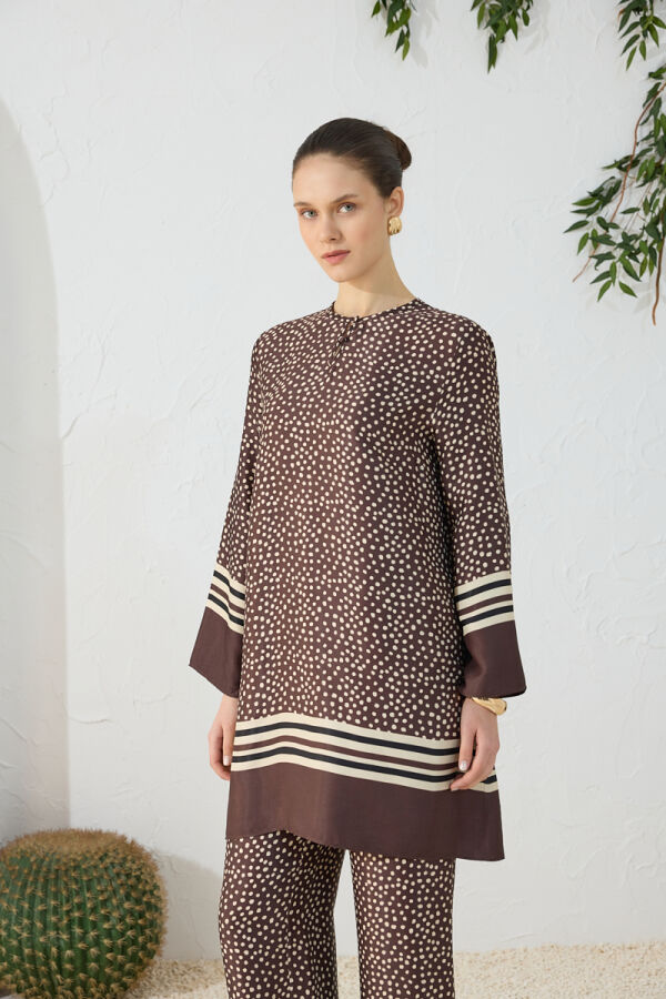 Kahverengi Desenli Tunik - 6