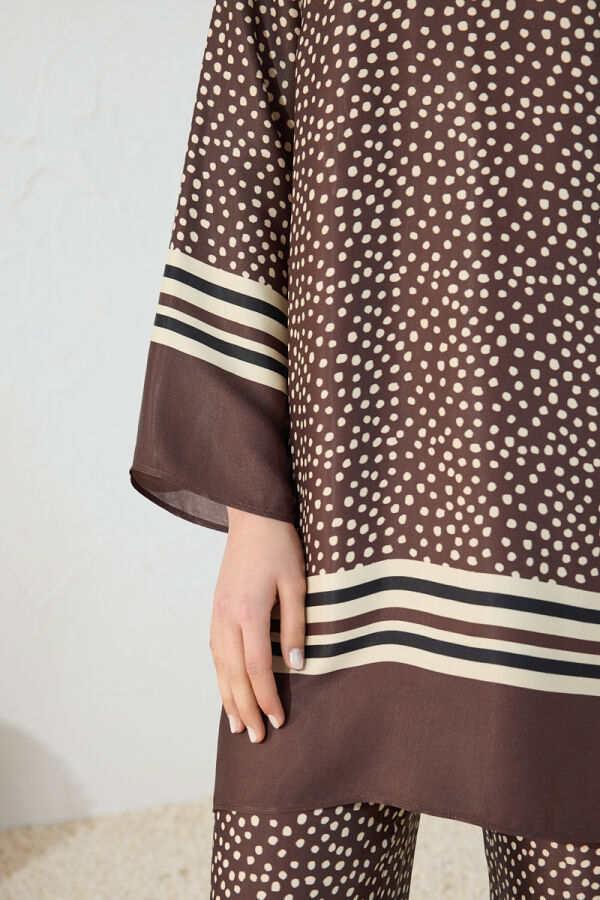 Kahverengi Desenli Tunik - 7