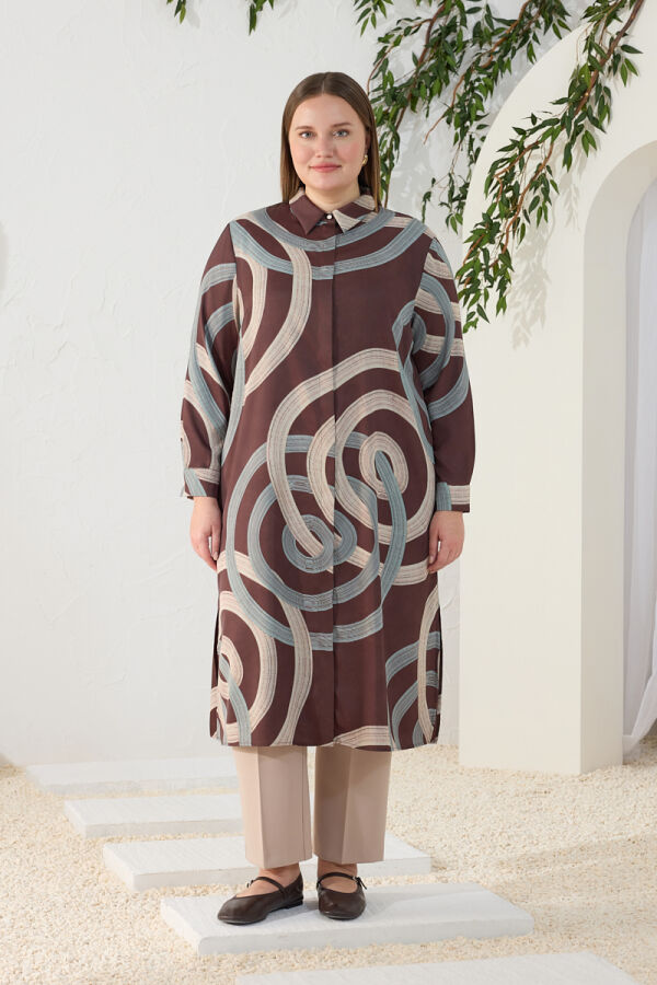 Kahverengi Desenli Tunik - 2