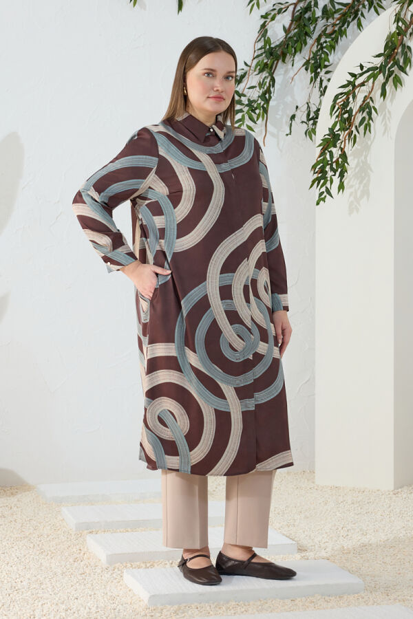 Kahverengi Desenli Tunik - 3