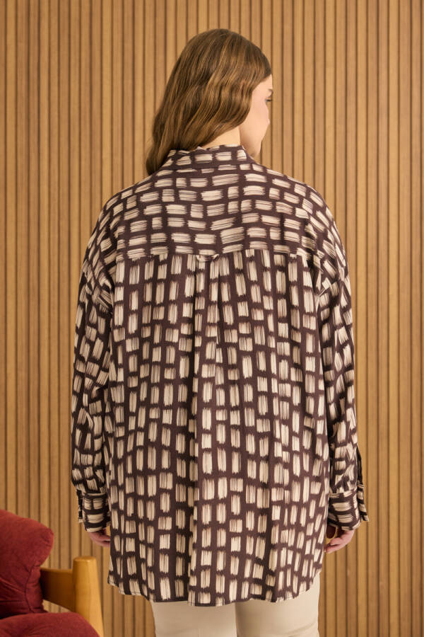 Kahverengi Desenli Viscon Gömlek - 6