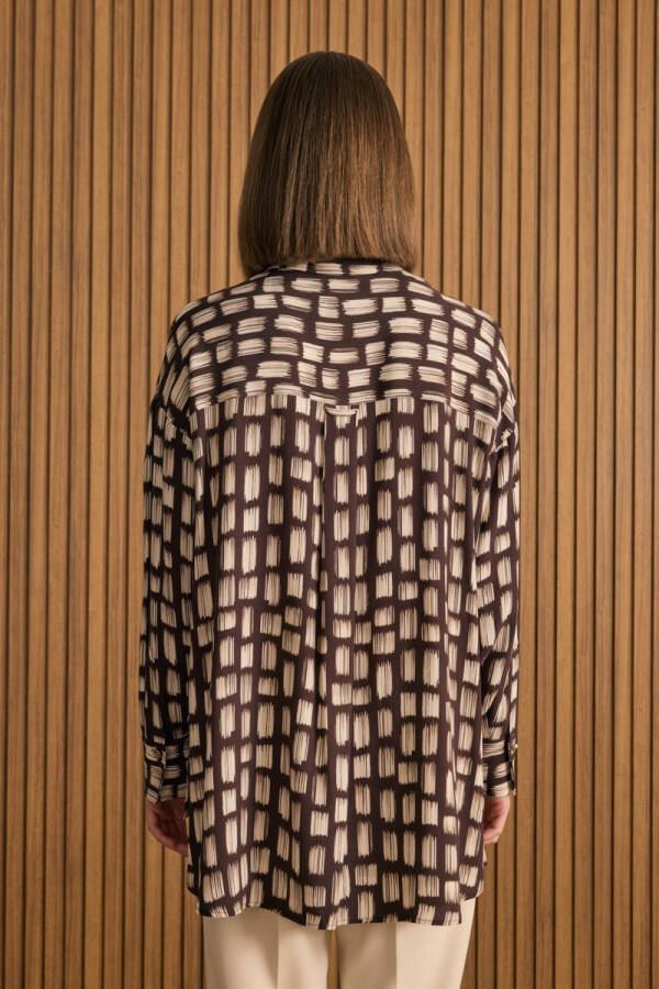 Kahverengi Desenli Viscon Gömlek - 12