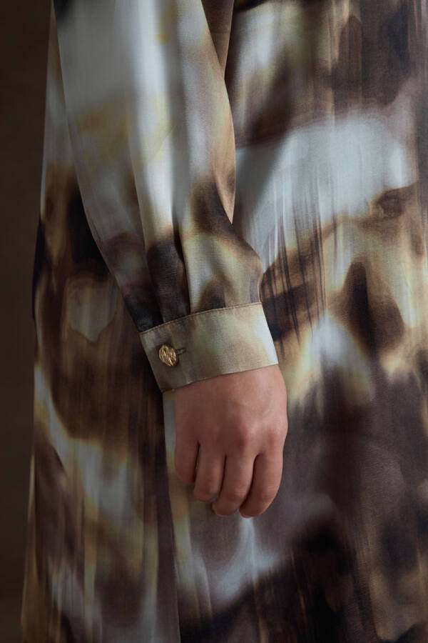 Kahverengi Desenli Viscon Tunik - 5