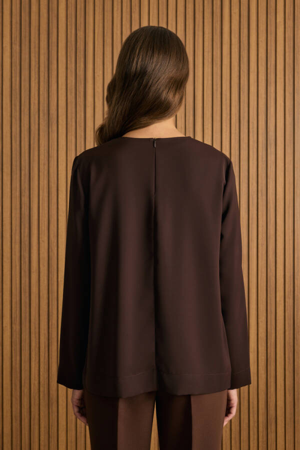 Kahverengi Dokuma Bluz - 5