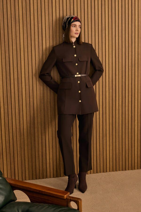 Kahverengi Dokuma Pantolon - 1