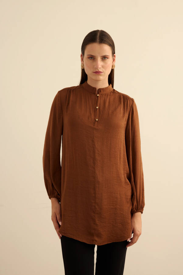 Kahverengi Dökümlü Tunik - 4