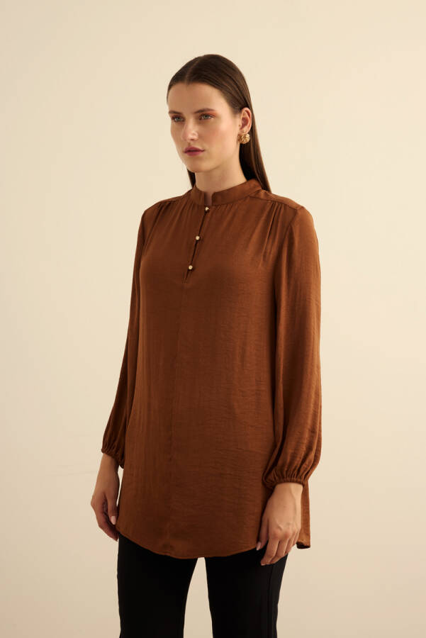 Kahverengi Dökümlü Tunik - 5