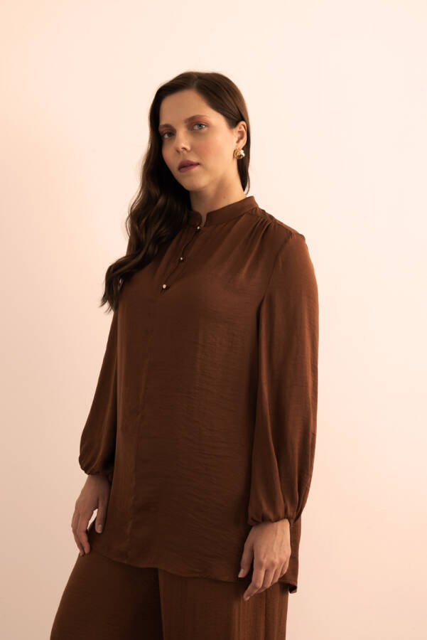 Kahverengi Dökümlü Tunik - 5