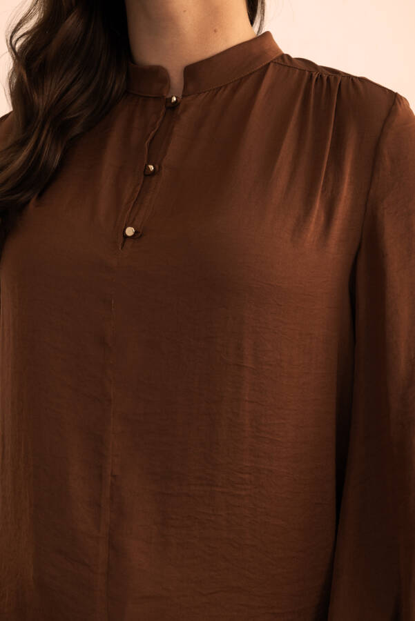 Kahverengi Dökümlü Tunik - 6