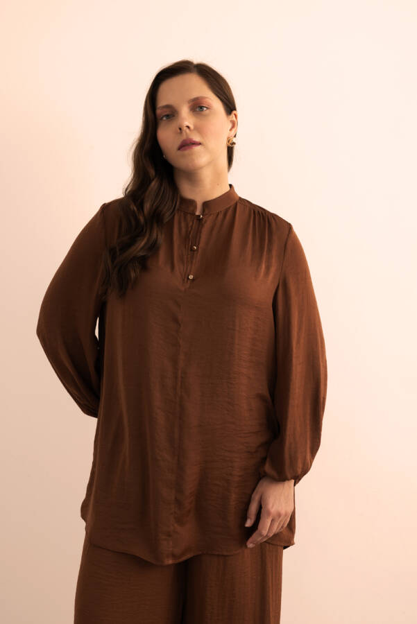 Kahverengi Dökümlü Tunik - 3