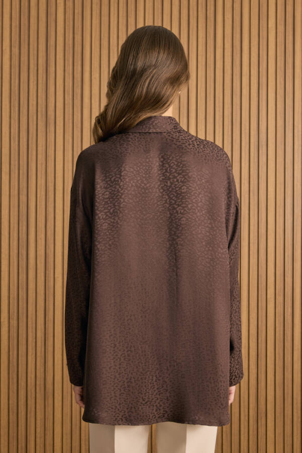 Kahverengi Dokusu Desenli Rayon Gömlek - 7