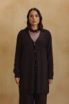Kahverengi Düğmeli Triko Hırka - 3