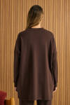 Kahverengi Etek Ucu Fermuarlı Yırtmaç Detaylı Sweatshirt - 6